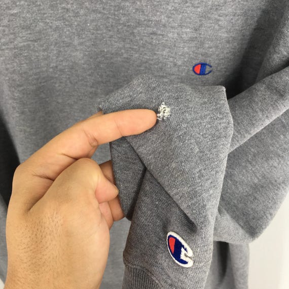 Vintage Champion Script Logo Gray Sweatshirt Larg… - image 6
