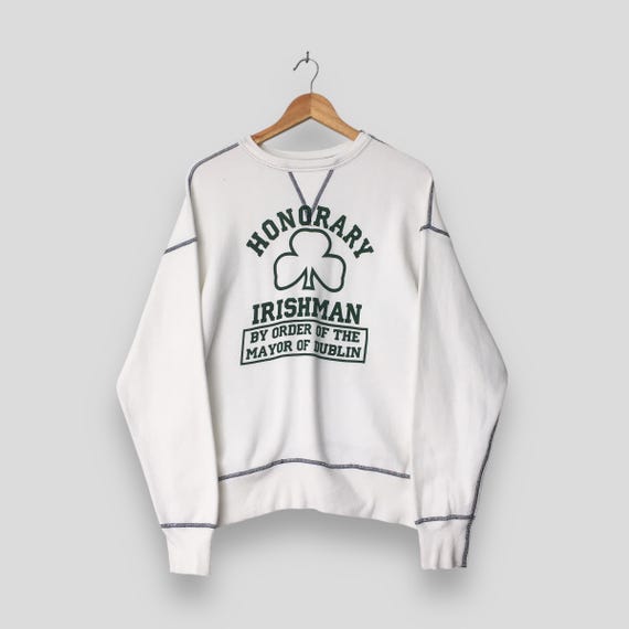 Warehouse, Vintage Warehouse Co St Patricks Day Sweatshirt Medium Honorary Irishman By Order Of The Mayor Dublin Single V Crewneck American Sweater M