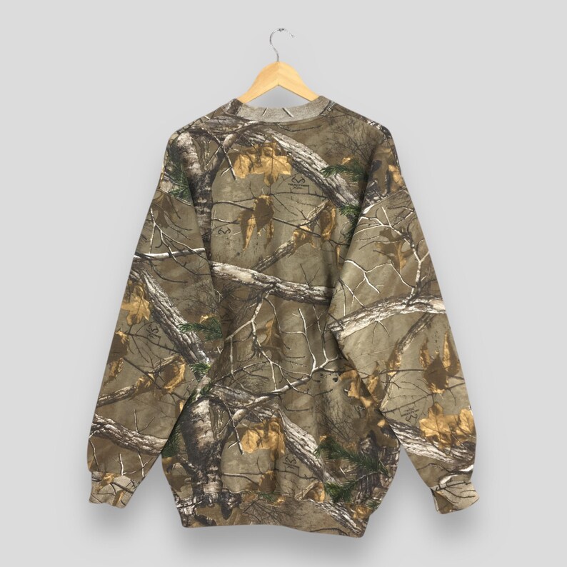 Vintage Y2K Mossy Oak Russell Sweatshirt XLarge Camouflage Real Tree Hunting Crewneck Jumper Nature Mossy Oak Forest Liberty Sweater Size XL image 5