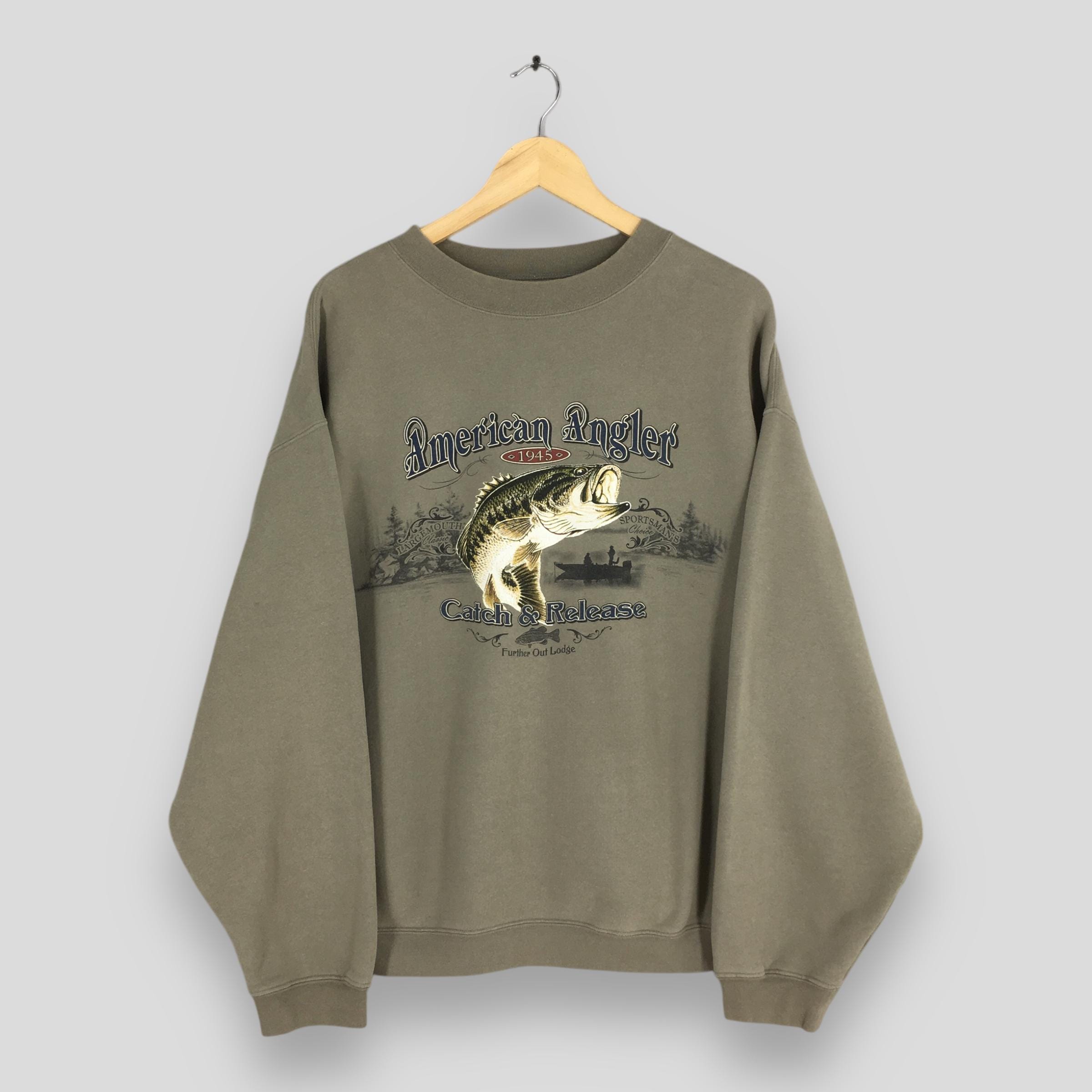 Vintage American Anglers Fish Sweatshirt Xlarge Cedar Falls Catch