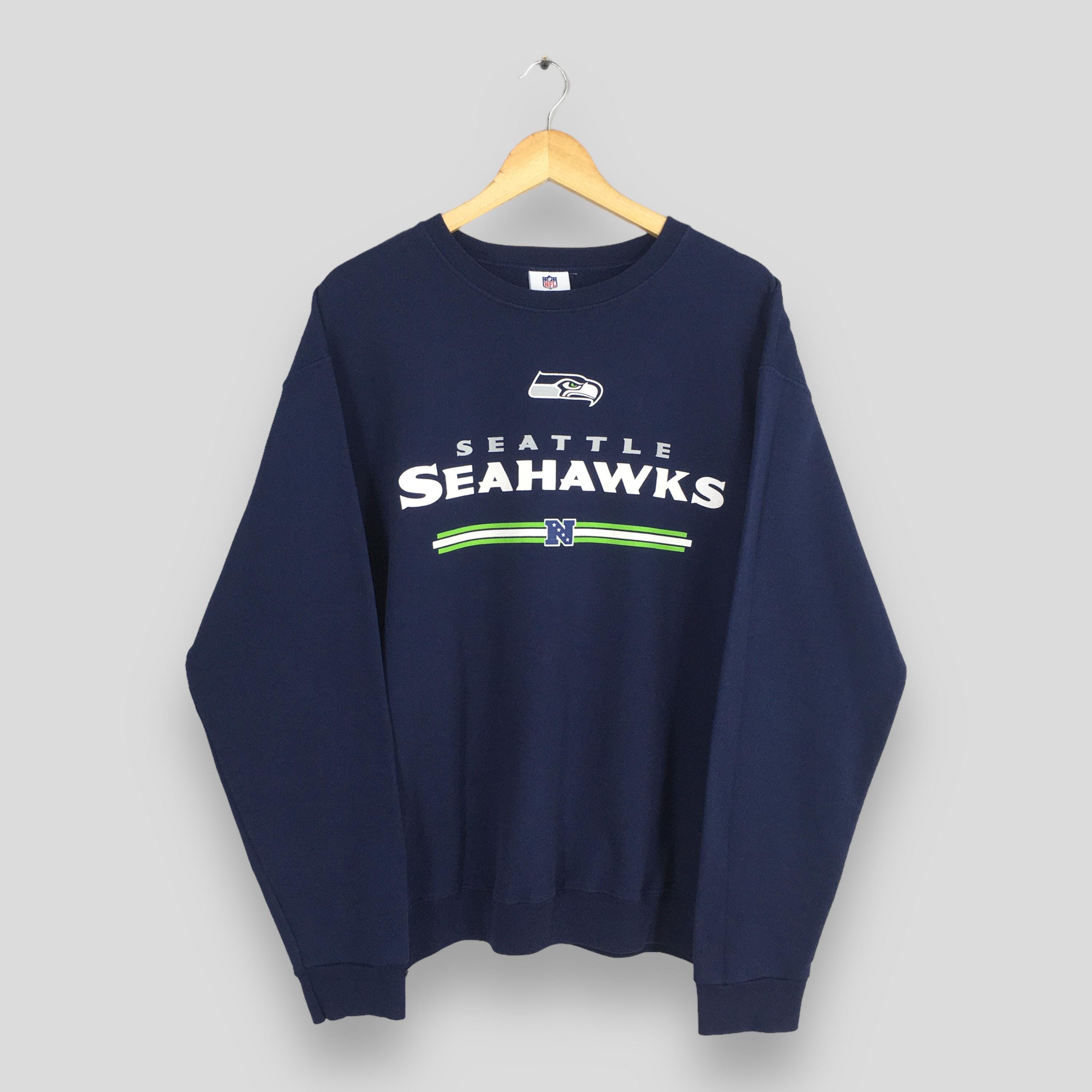 Blue Sweatshirt Seahawks Vintage Seattle Seahawks NFL Rugby Blue