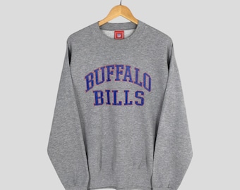 Vintage Buffalo Bills NFL Gray Sweatshirt 2XLarge Buffalo Bills Printed Spell Out Crewneck Buffalo Bills American Football Sweater Size 2XL