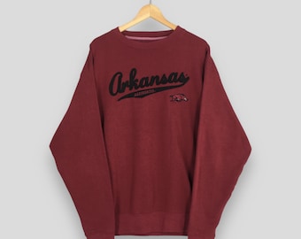 Vintage Arkansas Razorbacks NCAA Sweatshirt XLarge Arkansas Razorbacks Embroidery Logo Crewneck University Of Arkansas Apparel Sweater XL