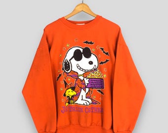 Vintage des années 90 Peanuts Snoopy Halloween citrouille sweat grand dessin animé Joe Trick or Treat pull imprimé Peanuts Happy Halloween pull L