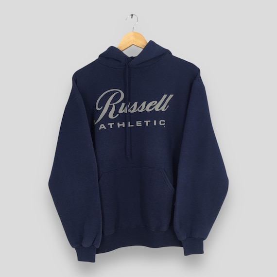 Vintage 90s Russell Athletic Blue Hoodie Sweatshirt Medium Russell