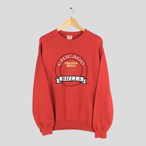 Vintage 90s Chicago Bulls NBA Sweatshirt Large Chicago Bulls Embroidered Crewneck Bulls National Basketball Jordan Bulls Nutmeg Sweater L