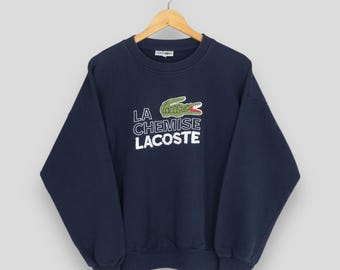 Sudadera Lacoste azul vintage de los 90, talla grande. Suéter deportivo Lacoste Lacoste France con logo bordado. Sudadera talla L.