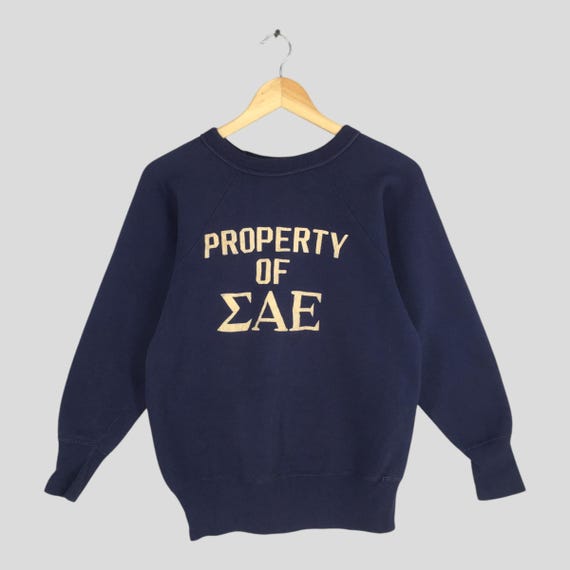 Vintage 1950s Hanes Windshield Property ΣΑΕ Blue Sweatshirt Medium