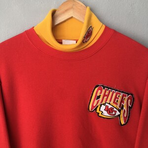 vintage des années 90 Kansas City Chiefs NFL pull à col roulé grand Chiefs Rugby pull KC Chiefs équipe nationale de football pull L image 2