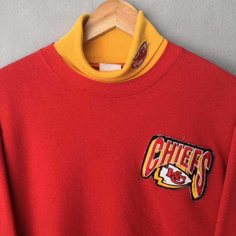 vintage des années 90 Kansas City Chiefs NFL pull à col roulé grand Chiefs Rugby pull KC Chiefs équipe nationale de football pull L image 2