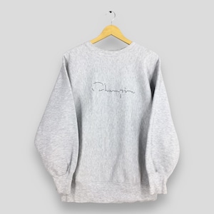 Vintage Champion Script Logo Reverse Weave Sweatshirt Large 1980s Champion Usa Embroidery Pullover Champion Crewneck Champion Sweater Size L