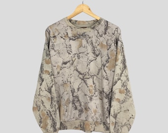 Vintage Y2K Outdoor Outfitter Mossy Oak Camo Sweatshirt XLarge Camouflage Real Tree Hunting Crewneck Jumper Nature Scene Printed Sweater XL