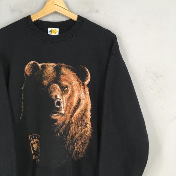 Vintage Grizzly Bear Black Sweatshirt Medium Grizzly Bear Head Graphics Printed Pullover Animal Wildlife Jumper Bear Habitat Sweater Size M Etsy