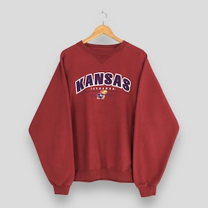 Vintage KU Kansas Jayhawks Sweatshirt Large The University of Kansas Crewneck Kansas Jayhawks Football Printed Big Jay Logo Sweater Size L