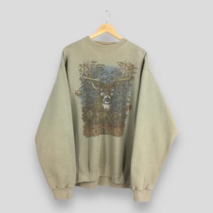 Vintage Deer Animal White-Tailed Sweatshirt Large Wildlife Deer Graphic Sweater American Sportsman Pullover Hunting Habitat Jumper Size L