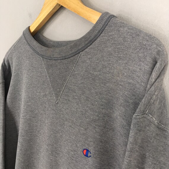 Vintage Champion Script Logo Gray Sweatshirt Larg… - image 3