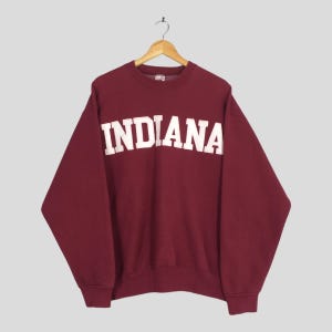 Vintage Indiana University Red Sweatshirt Large Indiana Embroidery Spell Out Crewneck Indiana Hoosiers NCAA Football Sweater Size L
