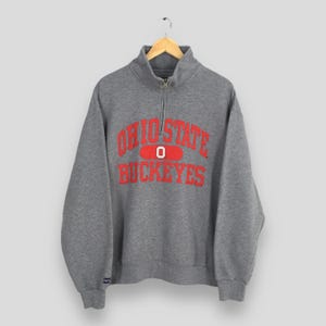 Vintage 90’s Ohio State Buckeyes NCAA Sweatshirt Large Ohio Buckeyes Football Embroidery Pullover Osu Ohio University Half Zipper Sweater L