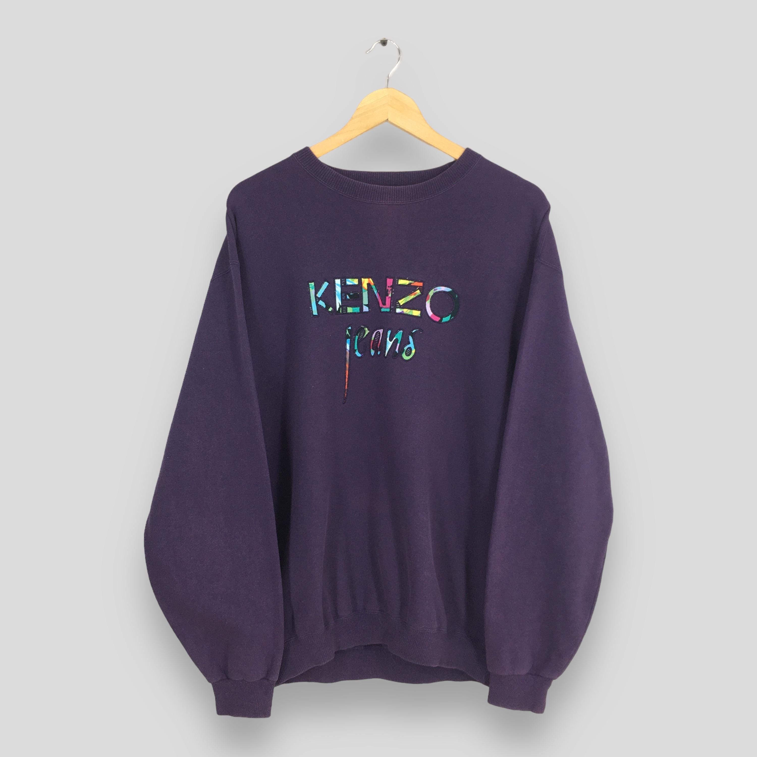 Vintage Kenzo Jeans Purple Sweatshirt Large Kenzo Jeans Embroidered Sweater Kenzo Kanagawa Wave Japan Jumper Kenzo Paris Pullover Size L Etsy Canada