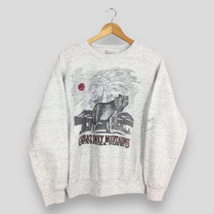 Vintage 90s National Park Great Smoky Mountains Sweatshirt Large Wolves Habitat Printed Crewneck Wolves Wildlife Native American Jumper L