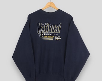 Vintage Michigan Wolverines Sweatshirt Large Wolverines National Champions 97 Embroidery Jumper Michigan University Sweater Umich Pullover L