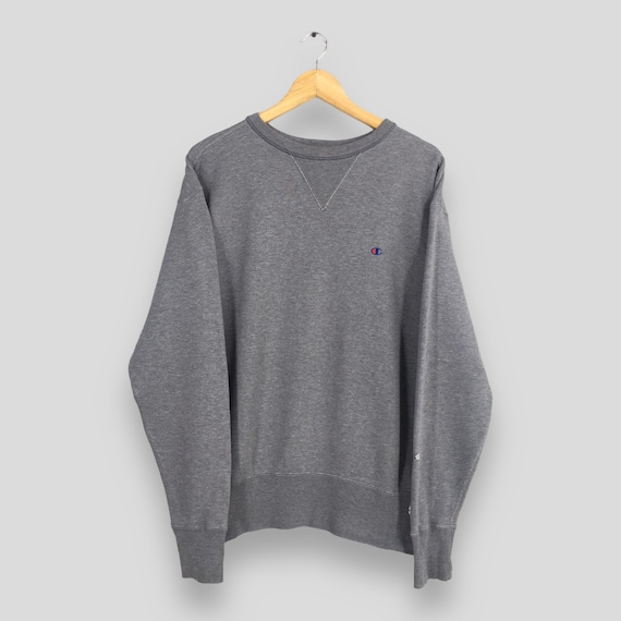 Vintage Champion Script Logo Gray Sweatshirt Larg… - image 1