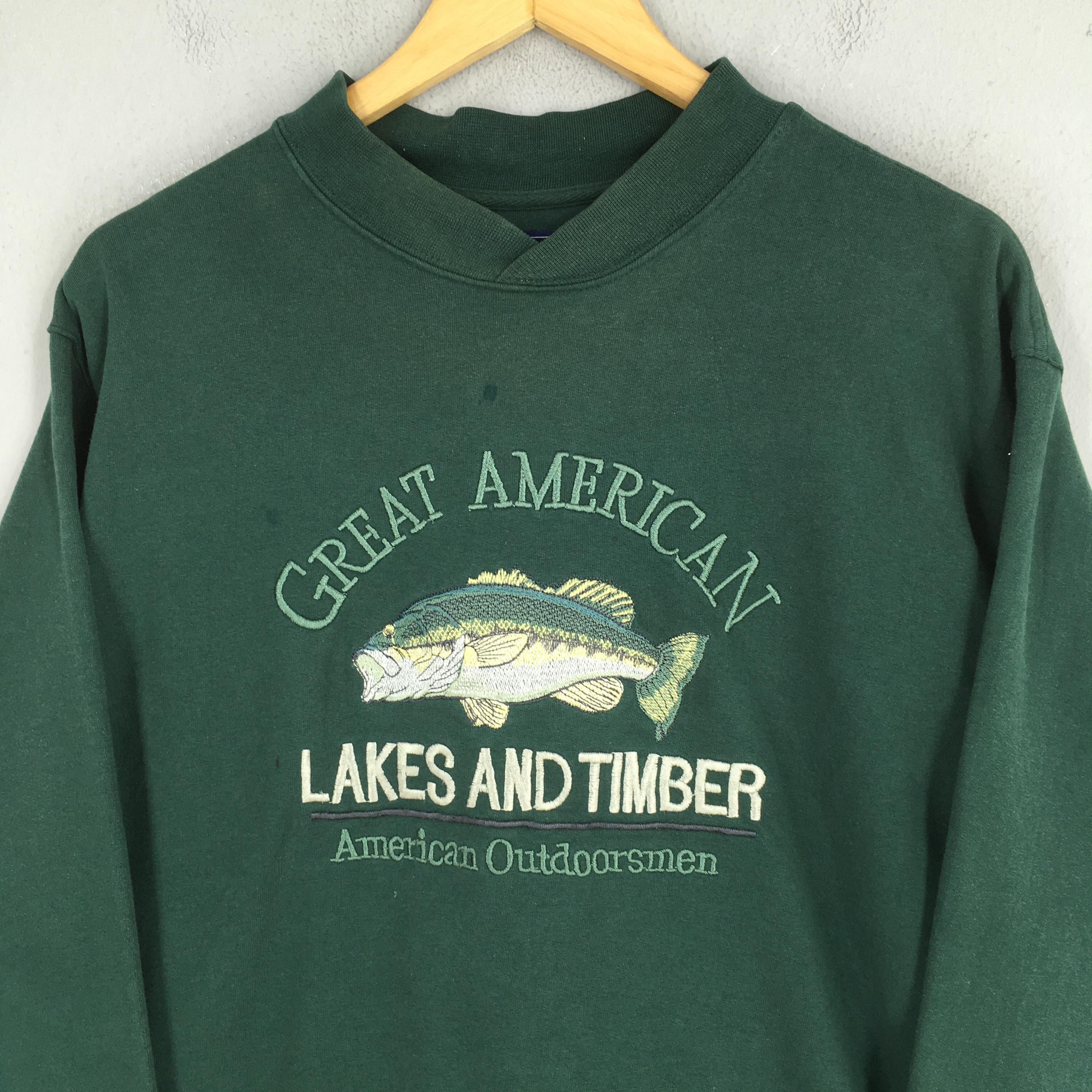 Sweat Vintage Homme Années 90 – Gris – Poisson Marlin Et Hameçons – USA 1993 – Taille XL