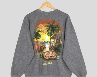 Vintage Ron Jon Shop Orlando Gray Sweatshirt Large Ron Jon Surfing Graphics Printed Jumper Orlando Surf Shop Jumper Orlando Sweater Size L