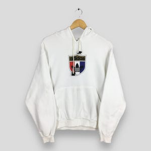 Vintage  Adidas Trefoil White Hoodie Pullover Medium Adidas Trefoil Logo Printed Sportswear Jumper Adidas Sweater Size M
