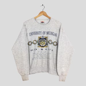 Vintage 90s University Of Michigan Umich Sweatshirt Large University of Michigan Printed Crewneck Michigan Wolverines Go Blue Sweater Size L