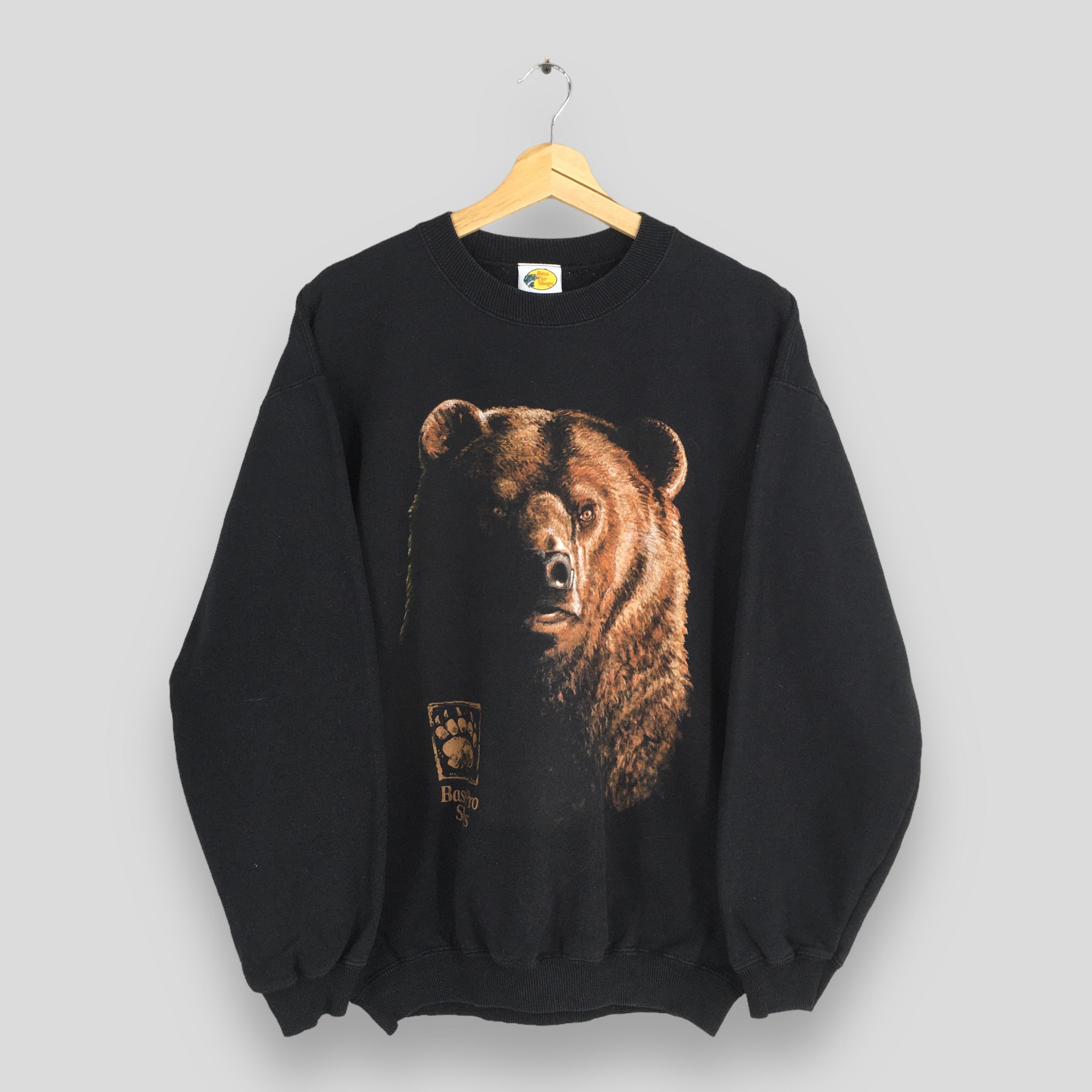 【GRAVER】24FW★ Dot Silhouette Bear Sweatshirt Vintage Grizzly Bear Black Sweatshirt Medium Grizzly Bear
