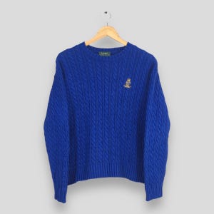 Vintage 90s Polo Ralph Lauren Woven Women Knitwear Large Polo Ralph Lauren Pony Pullover Polo Pony Jumper Plaid Knit Jumper Sweater Size L