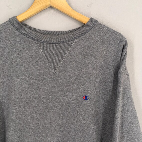 Vintage Champion Script Logo Gray Sweatshirt Larg… - image 2