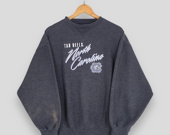 Vintage North Carolina Tar Heels Sweatshirt Large UNC Chapel Hill North Carolina Embroidery Crewneck North Carolina Football Pullover Size L
