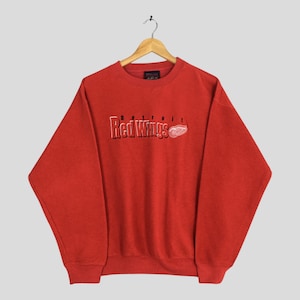 Vintage Detroit Red Wings NHL Red Sweatshirt Large Detroit Red Wings Embroidery Crewneck Detroit Red Wings Ice Hockey Team Sweater Size L