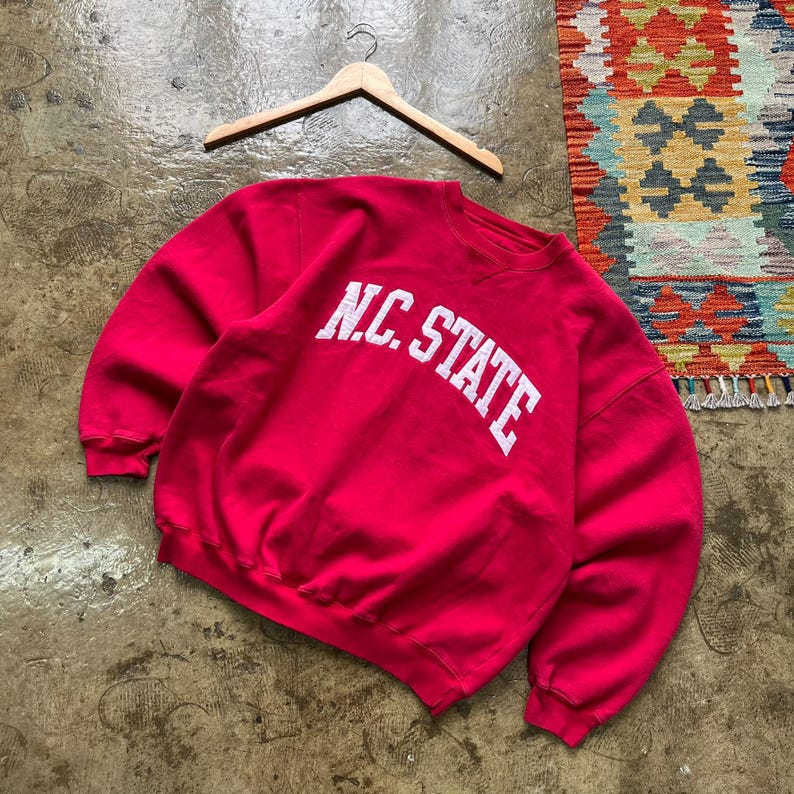 Vintage NC State Wolfpack Ncaa Sweatshirt Large North Carolina State University Jumper NC State Embroidered North Carolina Sweater Size L image 8