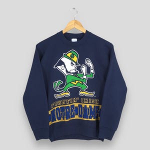 Vintage 90s Notre Dame Fighting Irish Ncaa Sweatshirt Small University Of Notre Dame Crewneck Notre Dame Jumper ND Irish Blue Sweater Size S