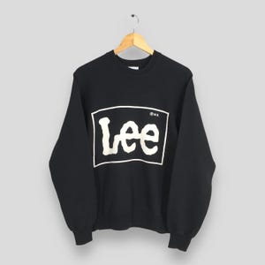 Vintage 90s Lee Jeans Sweatshirt Medium Lee Jeans USA Black Pullover Lee Spell Out Printed Crewneck Lee Sportswear Jumper Lee Sweater Size M
