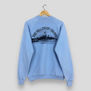 Vintage 90s United States Navy Blue Sweatshirt XLarge USS Waldron-DD 699 Printed Crewneck Military Us Navy Sweater Usa Navy Jumper Size XL