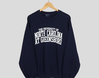 Sudadera vintage de la Universidad de Carolina del Norte en Greensboro, talla grande. Jersey estampado de la UNC Greensboro. Suéter de baloncesto de los Spartans de la UNC Greensboro, talla L.