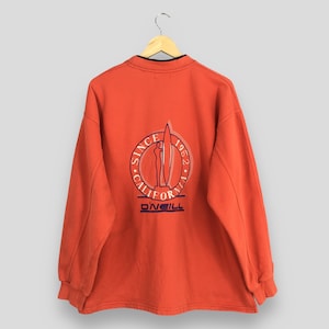 Vintage 90s Oneill Surfboarding Red Sweatshirt 2XLarge Oneill Surfboard Pullover Oneill California Surf Wear Sweater Oneill Jumper Size 2XL