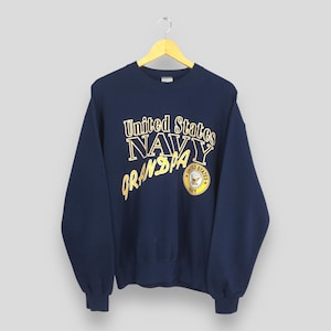 Vintage United States Navy Grandpa Sweatshirt Medium Navy Usn Logo Printed Crewneck Military Us Navy Pullover Naval Academy Sweater Size M