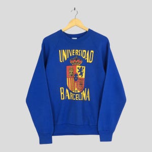 Vintage 90s Barcelona Universidad Sweatshirt Large Barcelona University Printed Logo Pullover Barcelona Spain Crewneck Barcelona Sweater L