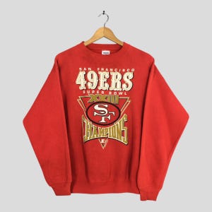Vintage San Francisco 49ers NFL Rotes Sweatshirt Große 49ers Super Bowl XXIII Champs Rundhalsausschnitt Forty Niners National Football Pullover Größe L