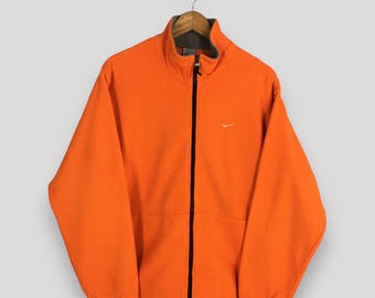 Vintage Y2K Nike Fleece Orange Zipper Sweatshirt Medium Nike Sportswear Jumper Nike Just Do It Polartec Pullover Nike Sweater Size M