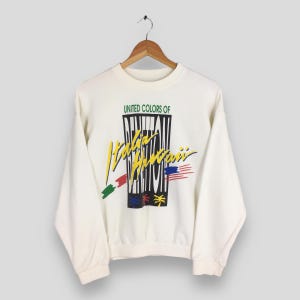 Vintage United Colors Of Benetton Sweaters Medium UCB Italia Hawaii Flag Printed Pullover UCB Benetton Formula 1 Sweatshirt Crewneck Size M