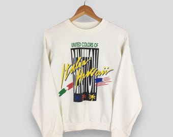 Vintage United Colors Of Benetton Sweaters Medium UCB Italia Hawaii Flag Printed Pullover UCB Benetton Formula 1 Sweatshirt Crewneck Size M