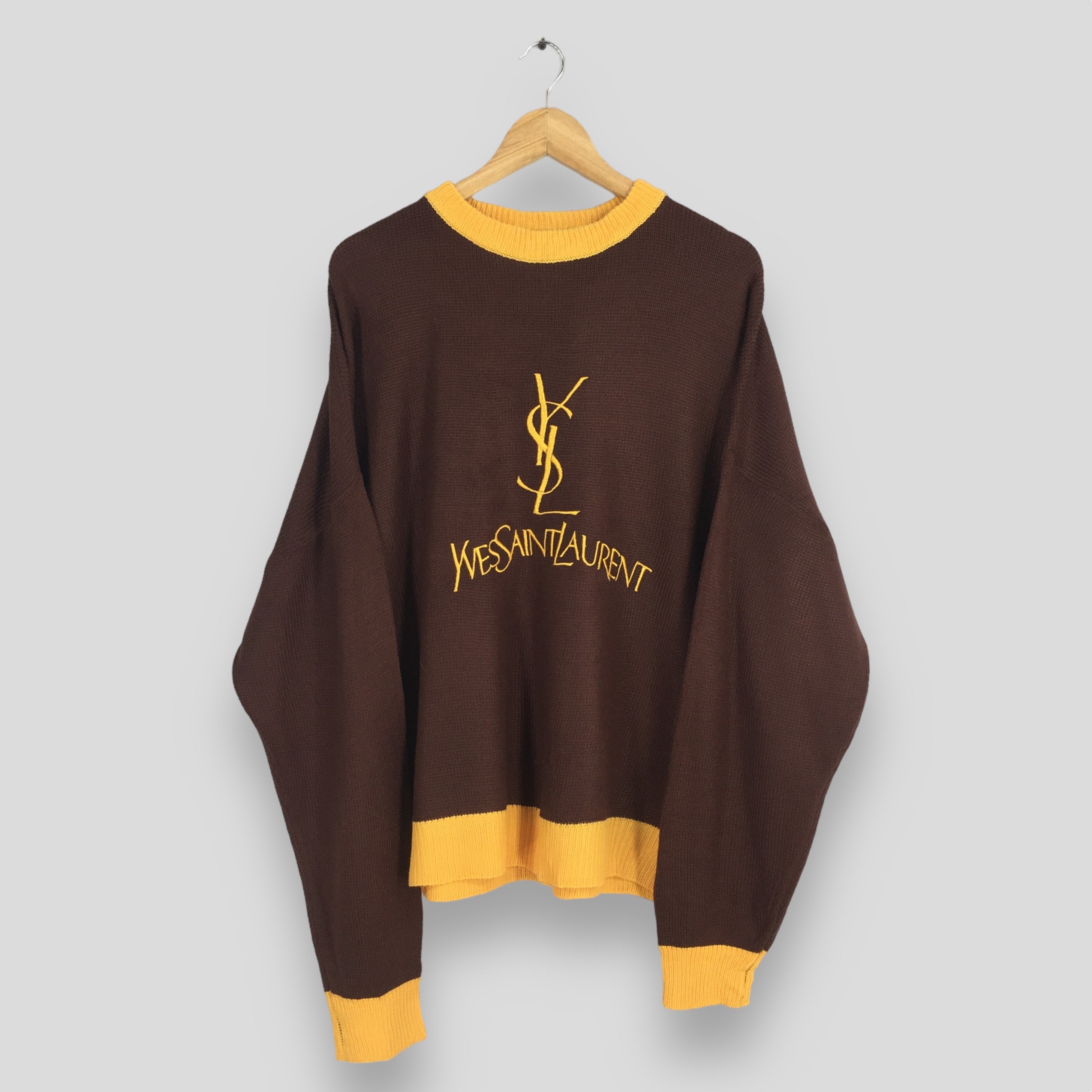 トップス 90's YVES SAINT LAURENT logo sweatshirt Vintage 90s YSL Yves Saint Laurent Sweatshirt Xlarge YSL