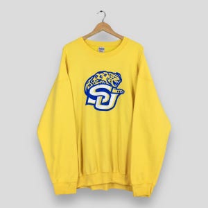 Vintage Southern Jaguars Football Yellow Sweatshirt 2XLarge Southern University Crewneck Southern Jaguars SU Printed Sweater SU Jumper 2XL