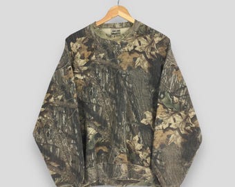 Vintage 90s Jerzees Outdoors Mossy Oak Camo Sweatshirt XLarge Camouflage Real Tree Hunting Crewneck Jumper Mossy Liberty Printed Sweater XL